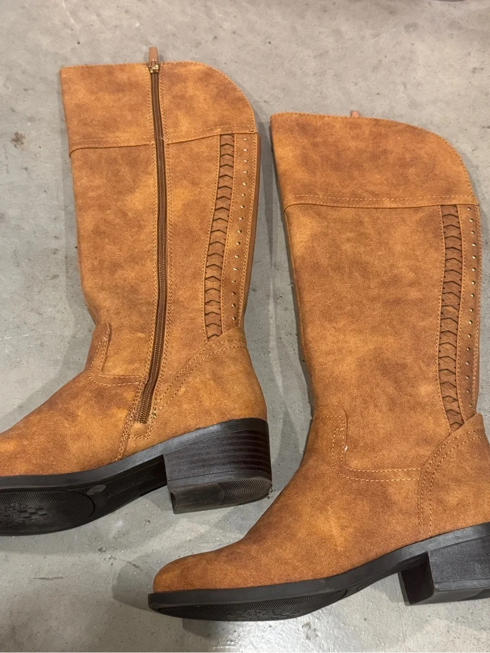 Tall Tan Suede Riding Boots